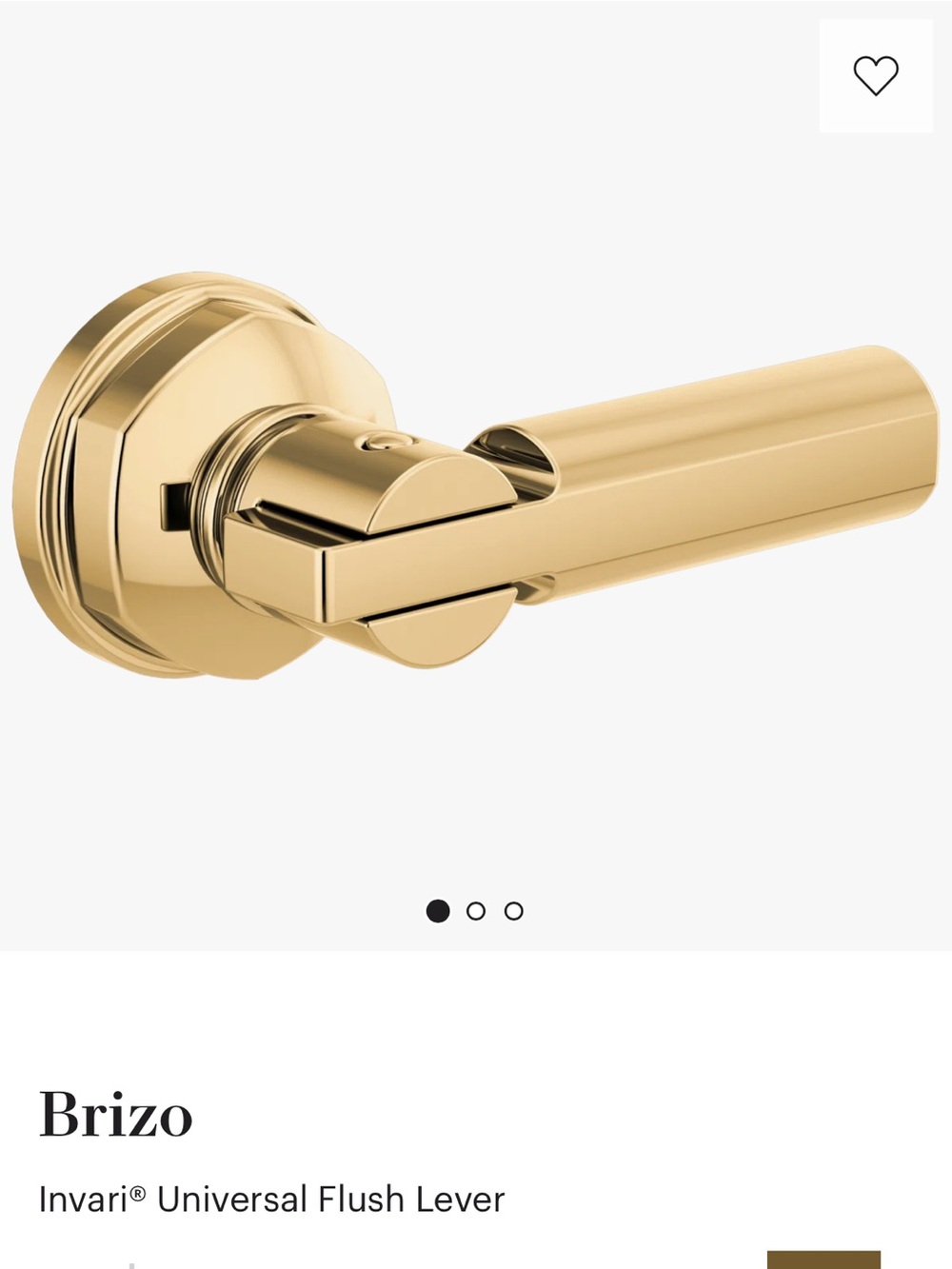 Invari Universal Flush Lever in Polished Gold